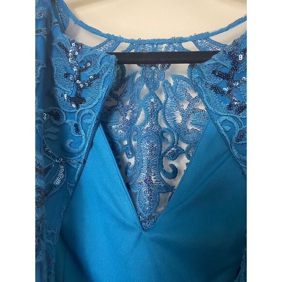 NWT ADRIANNA PAPELL DRESS GOWN 4 BLUE MOTHER OF THE BRIDE EVENING FORMAL - Picture 9 of 16